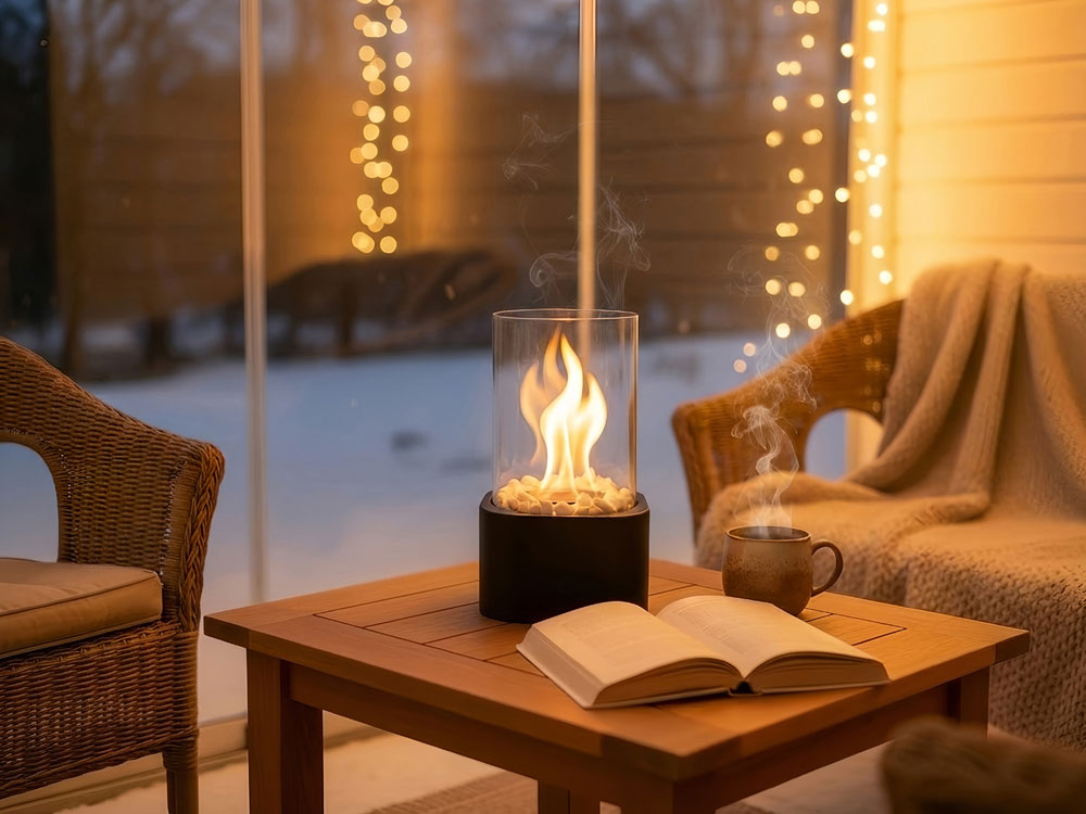 Биокамин квадратный «Hygge 3.0», черный — с логотипом на заказ | ТОТСАМЫЙ.мерч