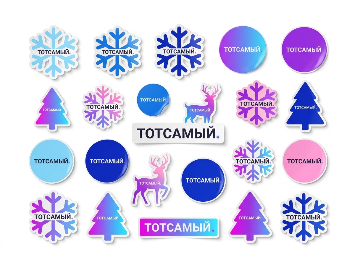 Стикер-пак «Зимний глитч» под логотип с логотипом — производство ТОТСАМЫЙ.мерч